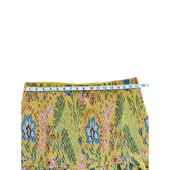 FARM RIO Summer Garden Dream Yellow Multi Floral Ruffled Mini Skirt XL, NWT - Picture 6 of 11